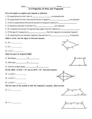 Properties of Trapezoids and Kites
