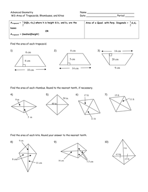 Calculate Area of Trapezoids, Rhombuses, and Kites