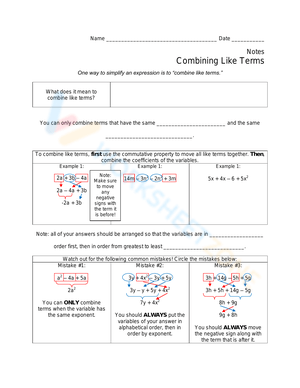 Practice Combining Like Terms