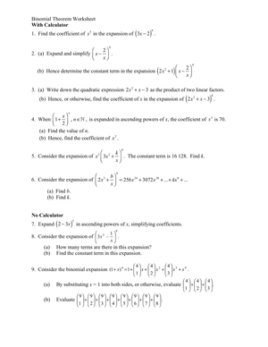 Practice with the Binomial Theorem