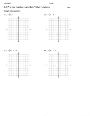 Graphing Absolute Value Functions Practice