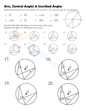 Arcs, Central Angles, and Inscribed Angles