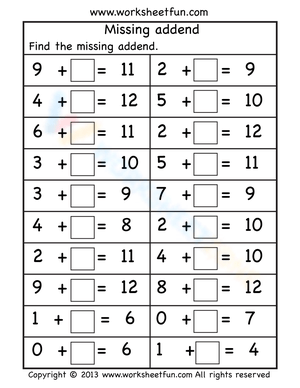 Practice with Missing Addend