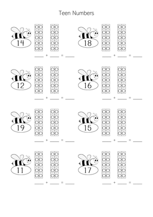Bee Teen Numbers Worksheet