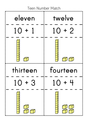 Matching Teen Numbers Worksheet