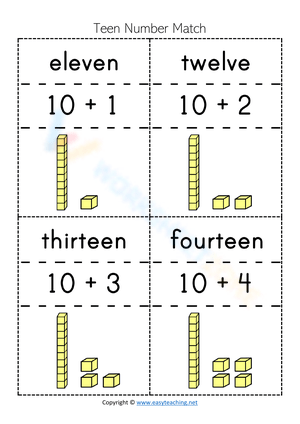Matching Teen Numbers Worksheet