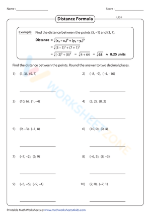 Free Printable Midpoint And Distance Formula Worksheets