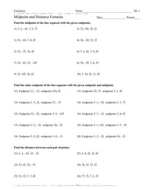 Midpoint & Distance Formula Practice