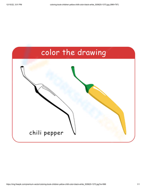 Chilli Pepper Coloring Page