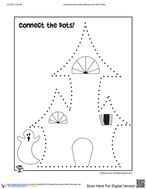 Halloween House Coloring Worksheet