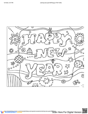 Happy New Year Coloring Page