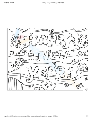 Happy New Year Coloring Page