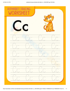 Printable Letter C Tracing Worksheet for Kids 