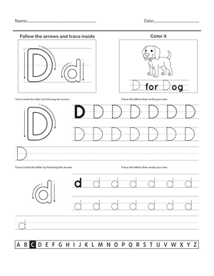 Letter D Tracing Worksheet | Essential Grade K-1 Ready