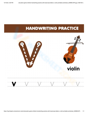 Guided Letter V Tracing Worksheet 