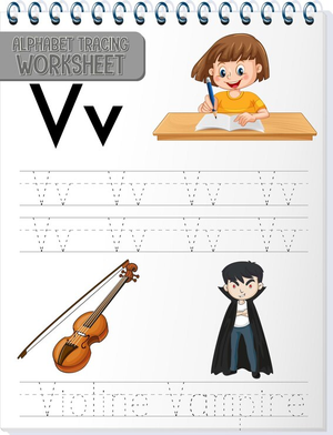 Letter V Tracing Worksheet | Grade 1 Printable