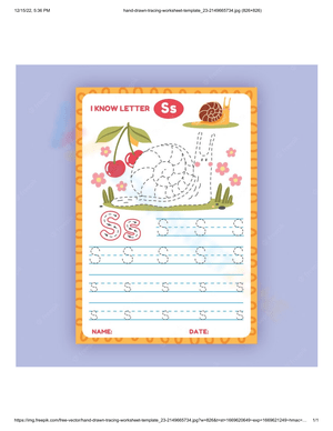 Colorful Worksheet for Tracing Letter S 