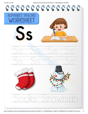 Letter S Tracing Worksheet | Grade 1 Printable