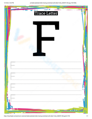 Kindergarten Letter F Tracing Practice 