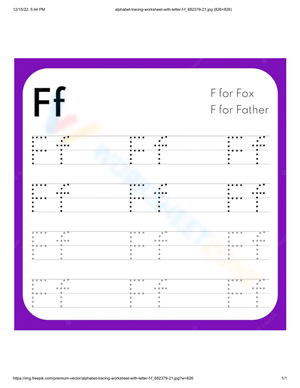 Tracing Lines for Letter F