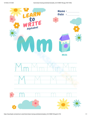 Alphabet Tracing - M is for Milk