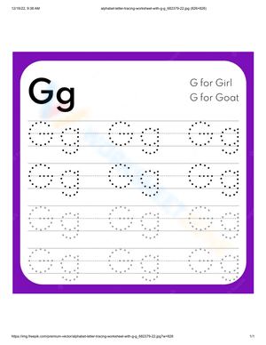 Handwriting Practice for Kids - Letter G 