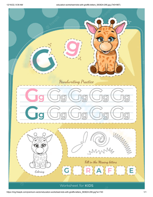 Letter G Handwriting Practice 