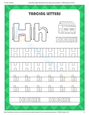 Tracing Letters: Uppercase Letter H
