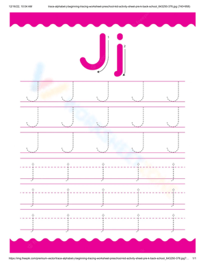 Handwriting Practice: Tracing the Letter J