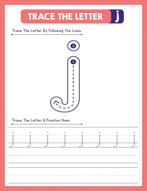 Letter J Tracing Worksheet | Grade K-1 Printable