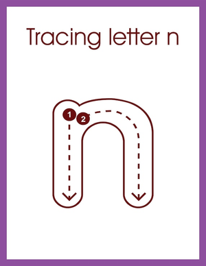 Guided Letter N Tracing Worksheet