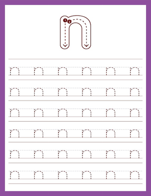 Lowercase n Tracing Worksheet | Essential Grade K Ready