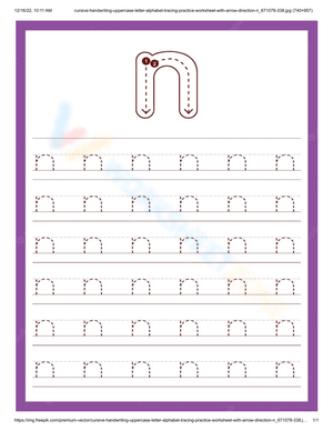 Lowercase "n" Tracing for Kids