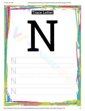 Letter N Tracing Practice 