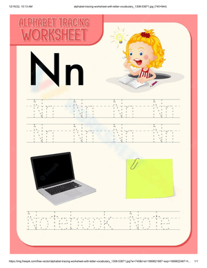 Alphabet Tracing Worksheet - Letter Nn