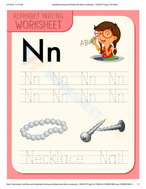 Printable Letter N Tracing Worksheet