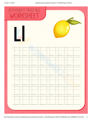 Letter L Tracing Worksheet - Lemon