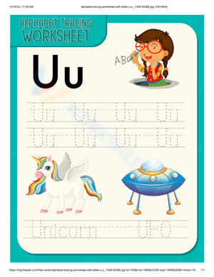 Alphabet Tracing Worksheet: Letter U Handwriting