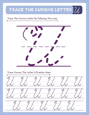 Cursive Letter U Tracing Worksheet | Grade 3 Essential