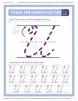 Cursive Letter U Tracing