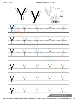 Letter Y Tracing Worksheet with Yak