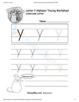 Letter Y Tracing Practice