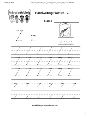 Handwriting Letter Z Practice