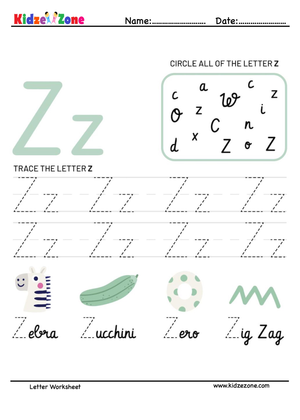 Letter Z Tracing Worksheet | Essential Grade K-1 Ready