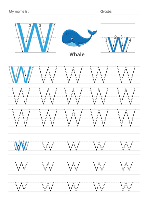 Letter W Tracing Worksheet | Essential Grade K-1 Printable