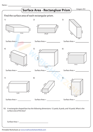Surface Area - Rectangluar Prism