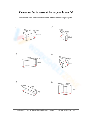 Volume and Surface Area of Rectangular Prisms 