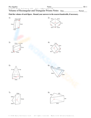 Volume of Rectangular and Triangular Prisms Notes