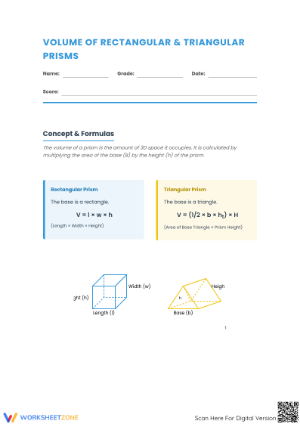 Volume of Prisms Worksheet | Grade 7 Essential Guide