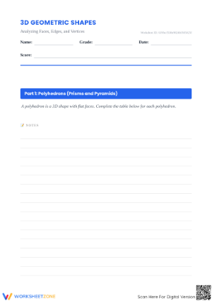 3D Shapes & Euler’s Formula Worksheet — Grade 7 Ready